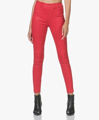 Drykorn Winch Coated Slim-Fit Pants - Red 