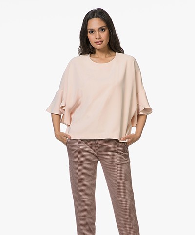 IRO Ultra Crepe Blouse with Frill Sleeves - Nude