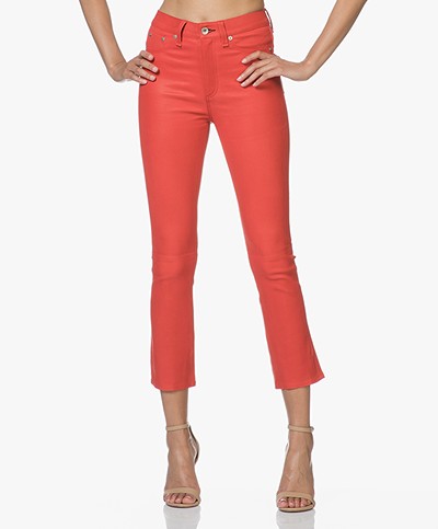 Rag & Bone Hana Leather Flared Pants - Red