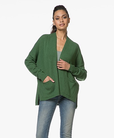 Sibin/Linnebjerg Zeta Wool Blend Open Cardigan - Clear Green