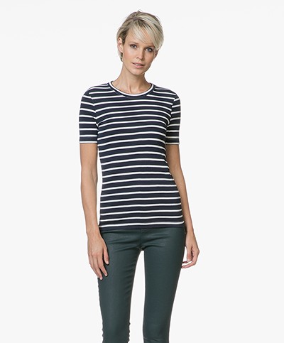 Petit Bateau Striped T-shirt - Smoking/Marshmallow