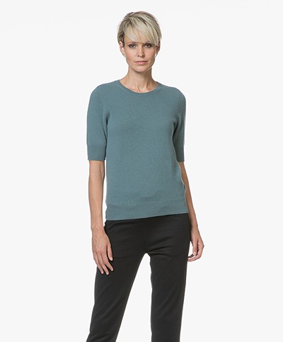 Repeat Short Sleeve Cashmere Pullover - Lake