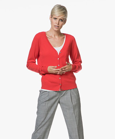 Repeat Cashmere V-neck Cardigan - Red
