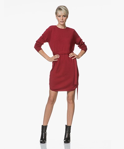 Sibin/Linnebjerg Juliette Sweater Dress with Optional Turtleneck Collar - Deep Red