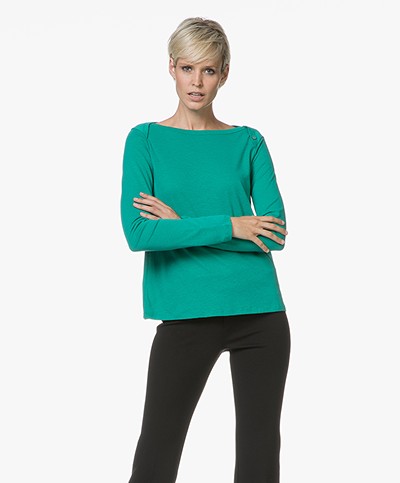 Majestic Filatures Jersey Long Sleeve in Cotton and Cashmere - Green