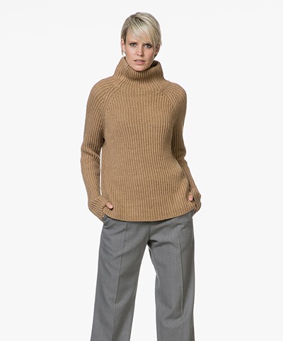 Drykorn Arwen Rib Knit Turtleneck Sweater - Camel
