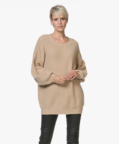 Repeat Oversized Pullover in Wool and Cashmere - Camel