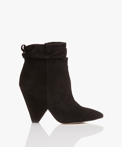 Sam Edelman Roden Kid Suede Leather Ankle Boots - Black