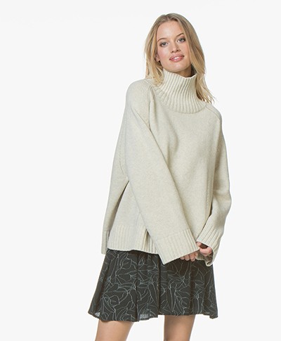 By Malene Birger Aleya Oversized Turtleneck Sweater - Light Grey Melange