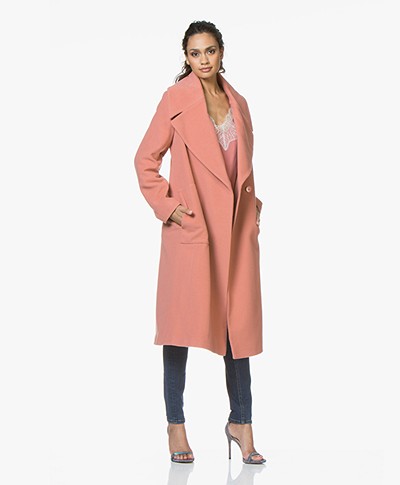 Drykorn Cluny Wool Coat with Oversized Collar - Pink 