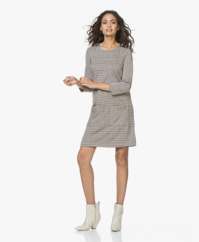 indi & cold Jersey Checkered Print Dress - Canela