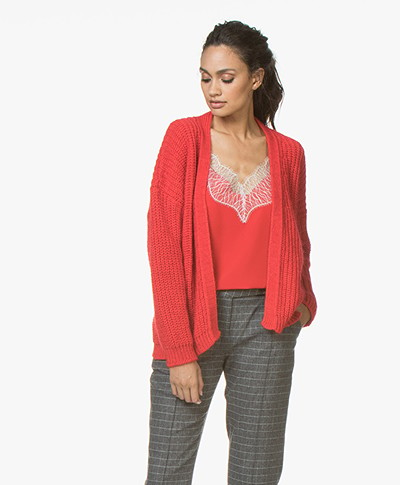BY-BAR Vera Oversized Open Vest in Mohairmix - Bright Red