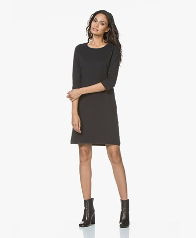 BY-BAR Zen Tweed-jersey Dress with Slit Pockets - Navy