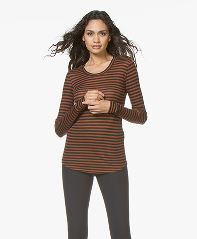 Closed Striped Long Sleeve with Cashmere - Pecan