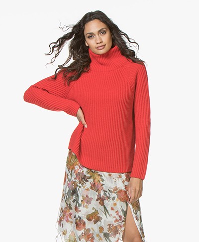 Drykorn Arwen Rib Knit Turtleneck Sweater - Red