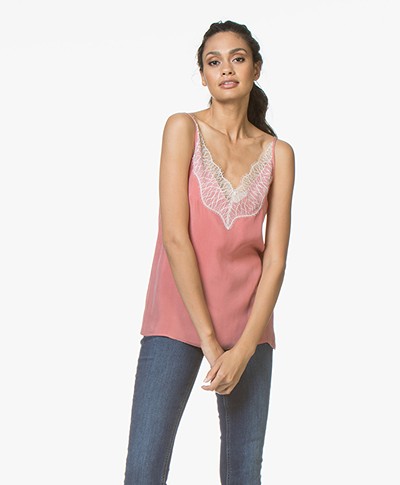 Drykorn Letitia Cupro Camisole with Lace - Pink