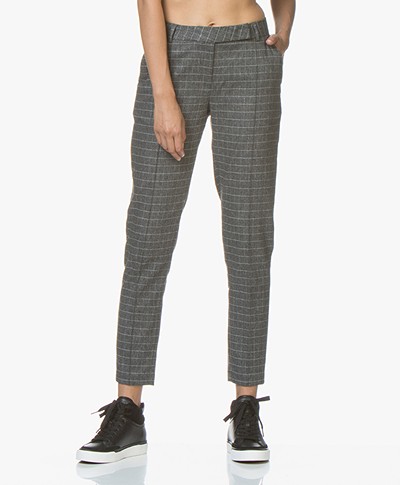 indi & cold Checkered Tapered Pants - Grey