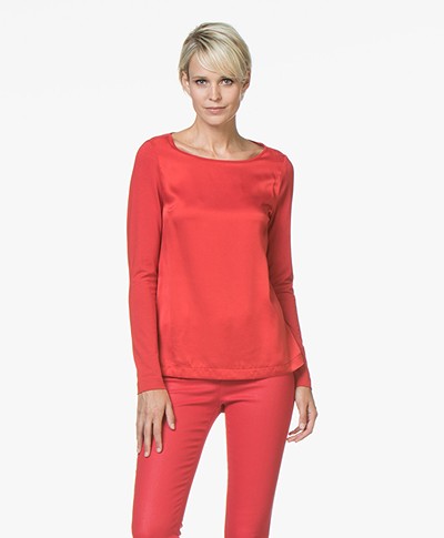 Kyra & Ko Amber Long Sleeve with Silk Front Panel - Red