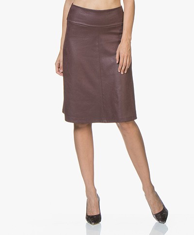 Kyra & Ko Lara A-line Skirt in Faux Craquele Leather - Aubergine 