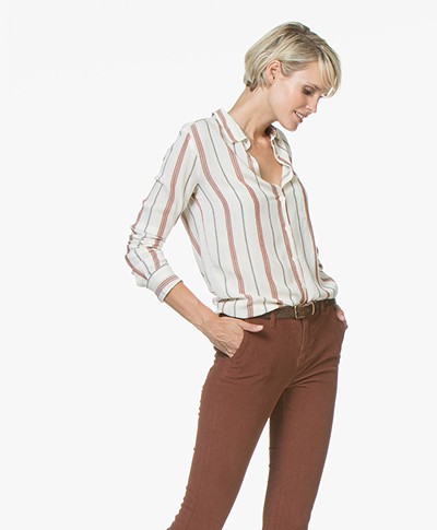 BY-BAR Paris Striped Blouse in Viscose - Off-white