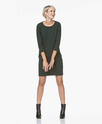 BY-BAR Zen Tweed-jersey Dress with Slit Pockets - Dark Green