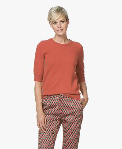 Repeat Cashmere Half Sleeve Pullover - Rust