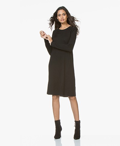 Repeat Knitted Dress in Merino Wool - Black