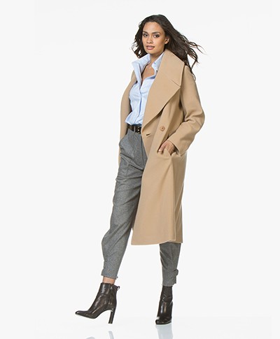 Drykorn Cluny Wool Coat with Overzised Collar - Camel 