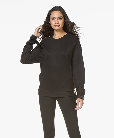 HUGO Newia Sweater met Strikmanchetten - Zwart
