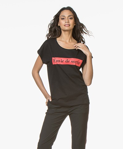 La Petite Française T-Shirt Taquin - Zwart