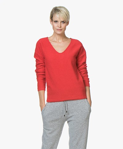 Marie Sixtine Kayla V-neck Sweater with Mohair - Berry