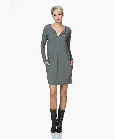 Woman By Earn Rose Tech Jersey Dress - Grey Green 