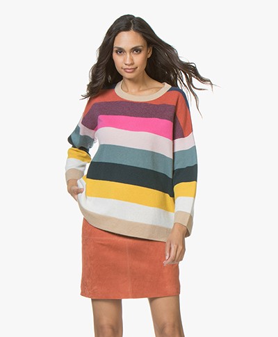Repeat Cashmere Sweater with Stripe Pattern - Multi-color