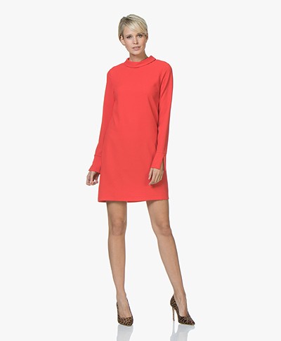 BY-BAR Fleur Crepe Dress with Stand-up Collar - Red