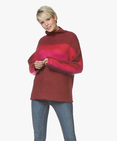 Rag & Bone Holland Funnel Neck Sweater with Silk - Burgundy