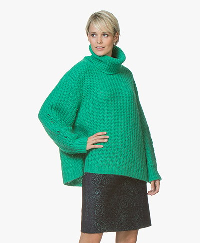 ba&sh Emera Oversized Turtleneck Sweater - Green Vert