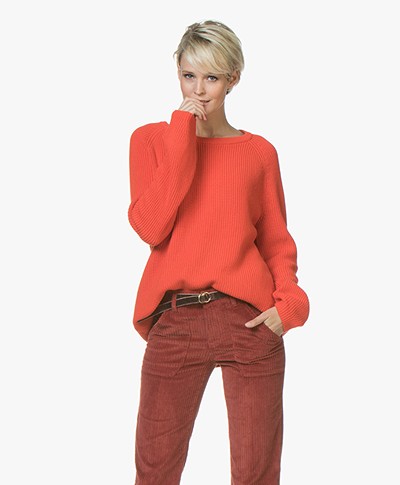 BOSS Wasandel Knitted Pullover - BlaBright Redk