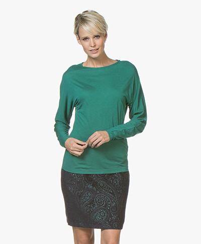 BY-BAR Katy Viscose Blend Long Sleeve with Lurex - Peacock Green