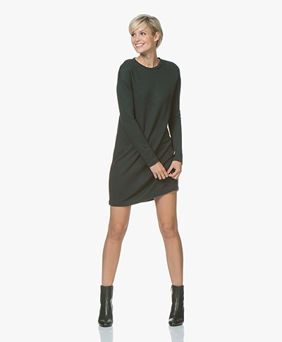 Denham Quest Sweater Dress with Pleated Detail - Deep Seaweed