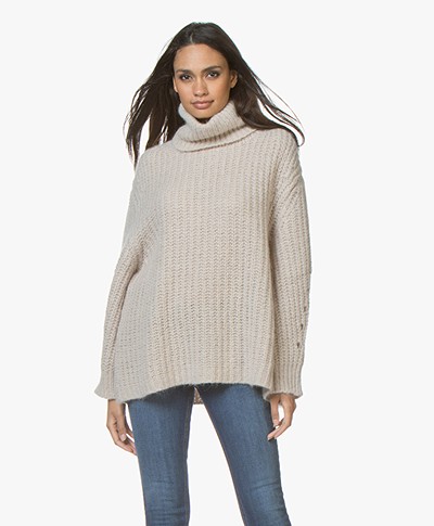 ba&sh Emera Oversized Turtleneck Sweater - Beige