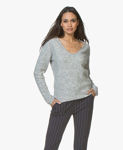 Marie Sixtine Kayla V-neck Sweater with Mohair - Cloud