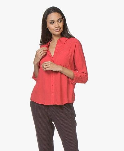 Marie Sixtine Florie Viscose Cropped Sleeve Blouse - Berry