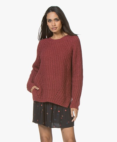 BY-BAR Davina Chunky Knitted Pullover - Vintage Red