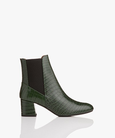 ATP Atelier Altea Leather Ankle Boots - Forrest Green Printed Croco