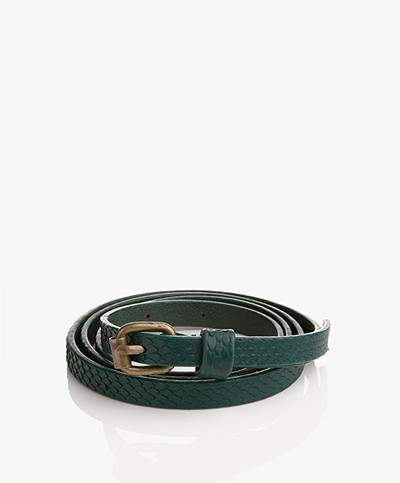BY-BAR Snake Leather Belt - Peacock Green