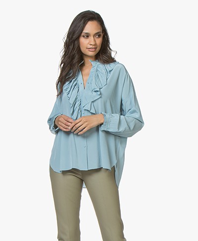 Zadig & Voltaire Tamacco Silk Blouse with Ruffles - Orag Thunder