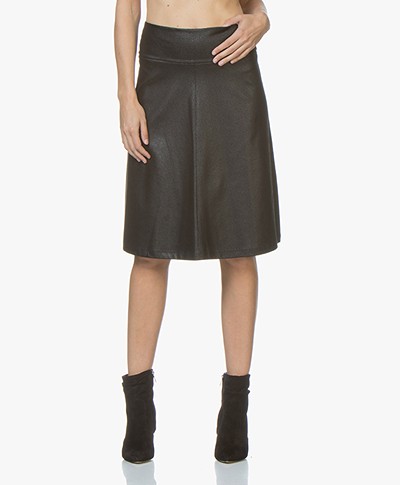 Kyra & Ko Lara A-line Skirt in Faux Craquele Leather - Black