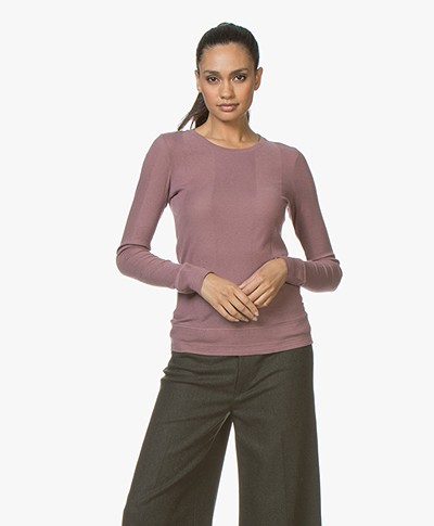 Majestic Filatures Cotton Blend Long Sleeve with Rib Structures - Bruyère