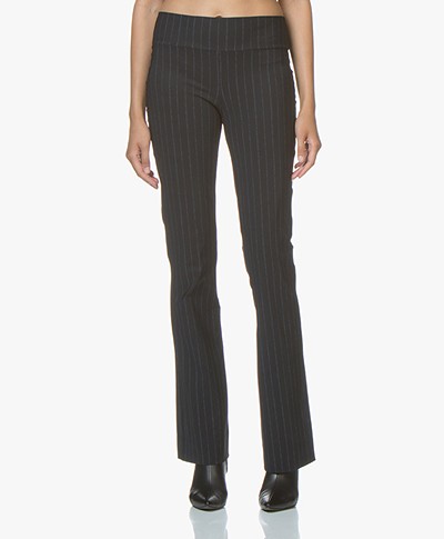 JapanTKY Yaza Flared Jersey Pants with Stripe Design - Black Denim
