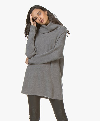 Repeat Cashmere Blend Oversized Turtleneck Sweater - Grey